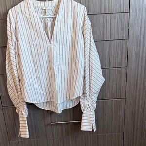 Joie White and Red Striped Blouse